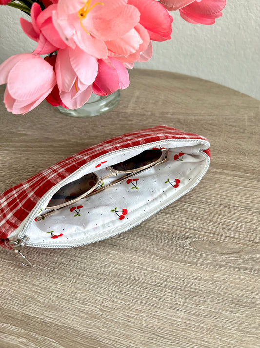Red Gingham Sunglasses Case