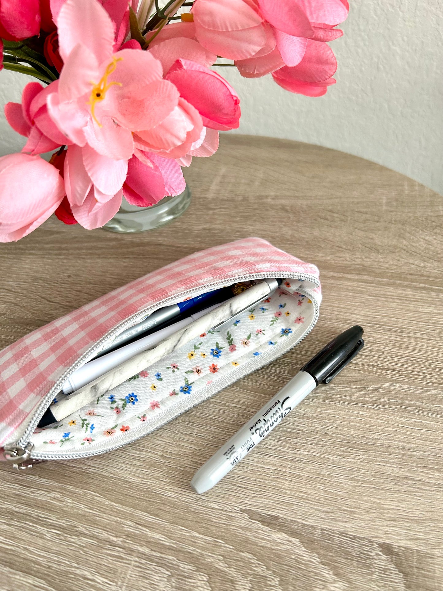 Pink Gingham Sunglasses Case