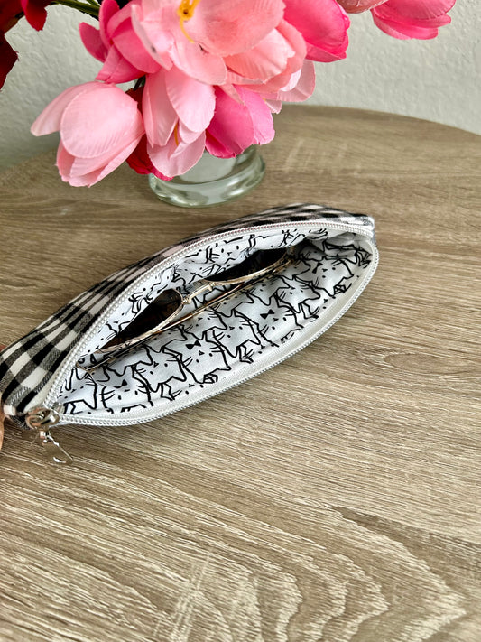 Brown Gingham Sunglasses Case