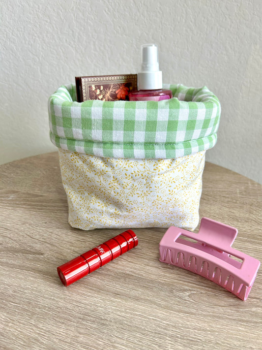 Green Gingham Vanity Bucket