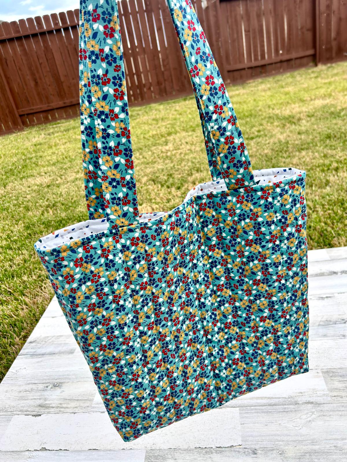 Florals on Seafoam Tote