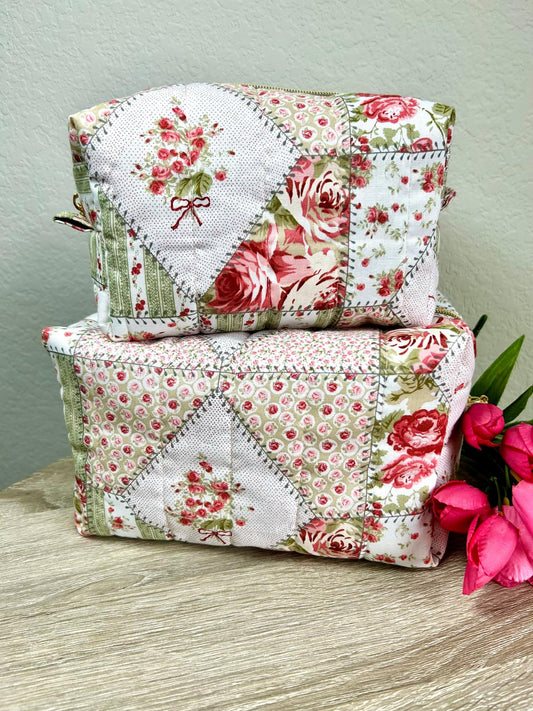Rose Patchwork Makeup Bag