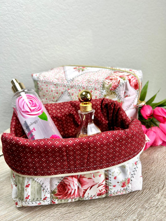 Rose Patchwork Makeup Bag