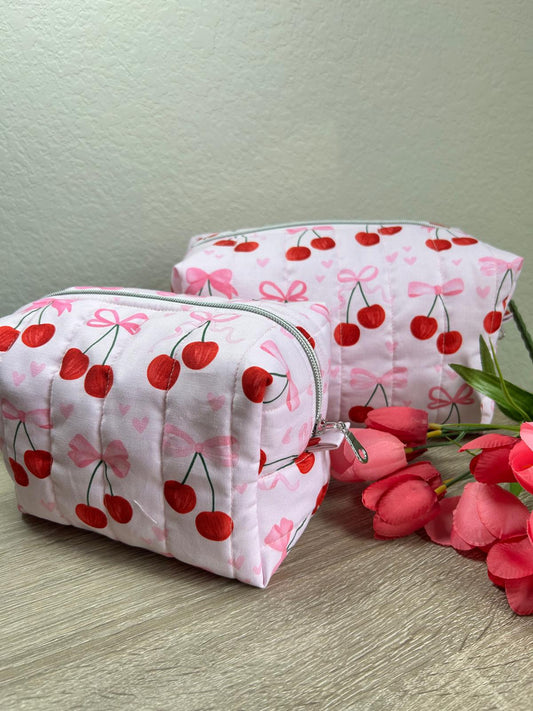 Cherry Bows Makeup Bag