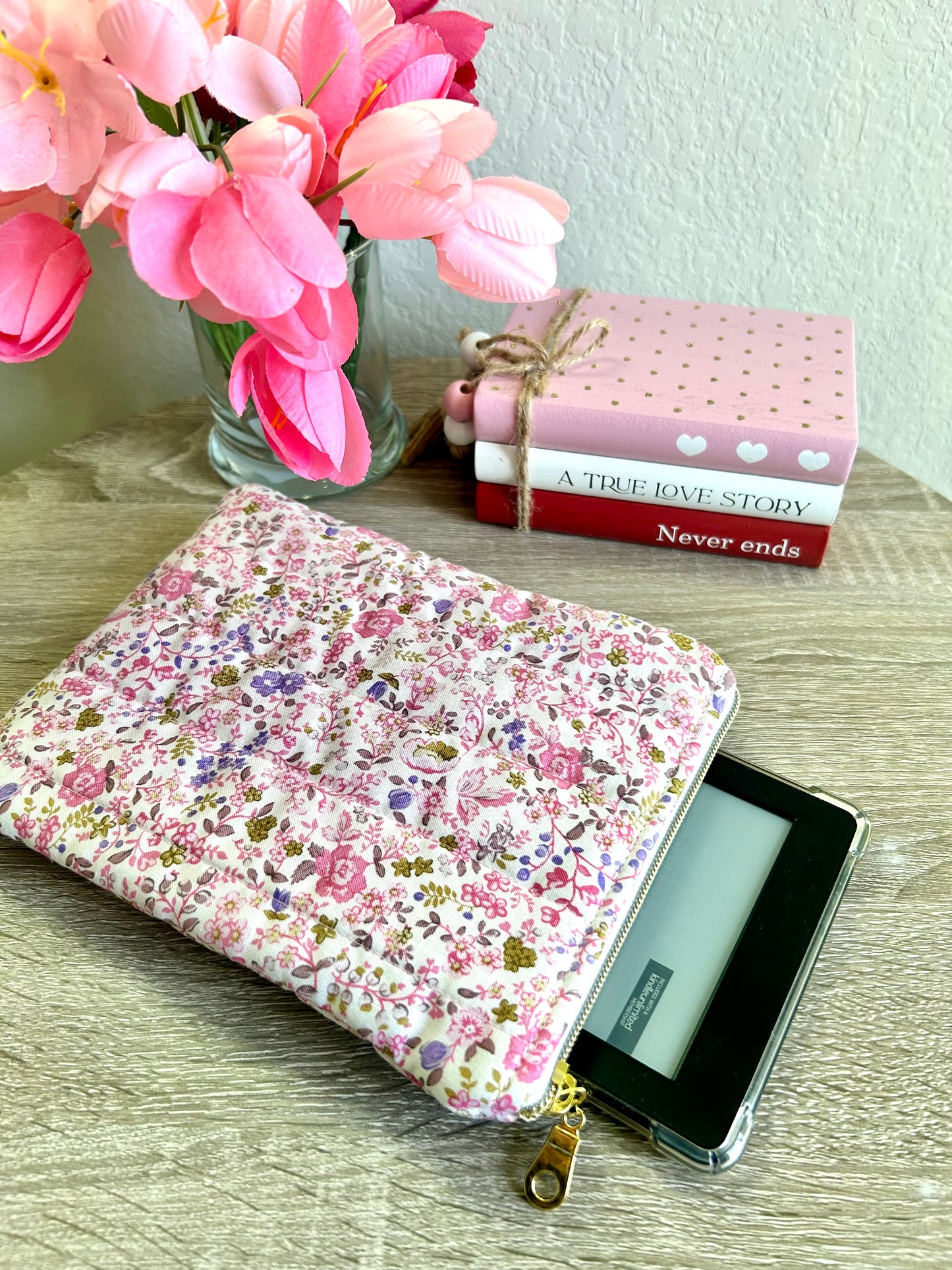 Pink Floral Kindle Sleeve