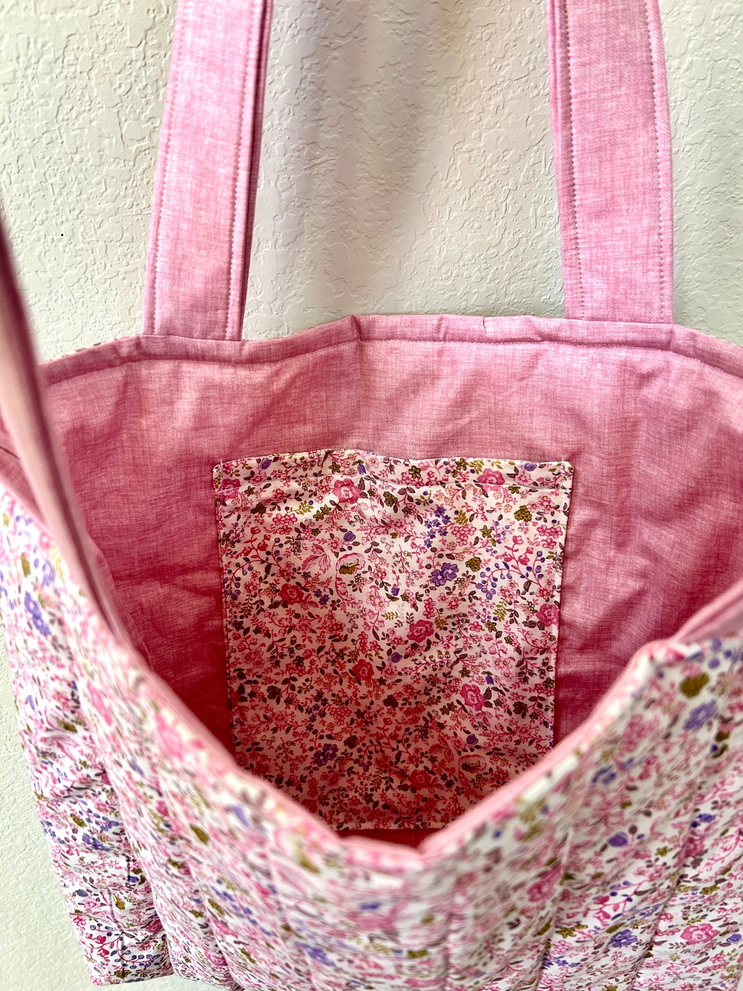 Pink Floral Tote Bag