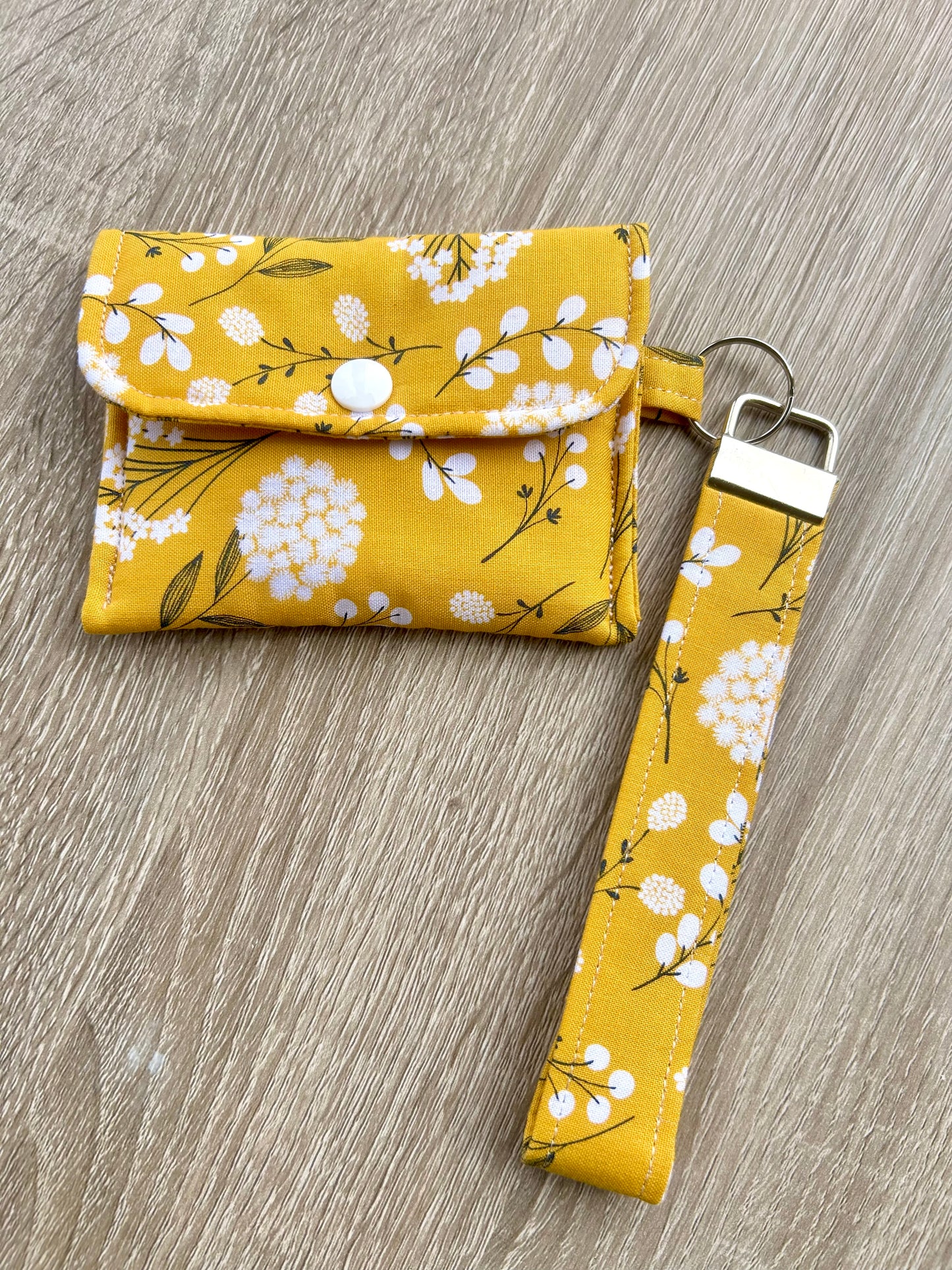 Mustard Floral Wristlet Wallet