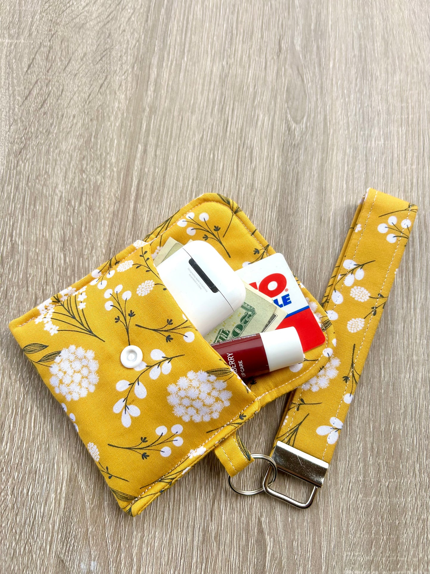 Mustard Floral Wristlet Wallet