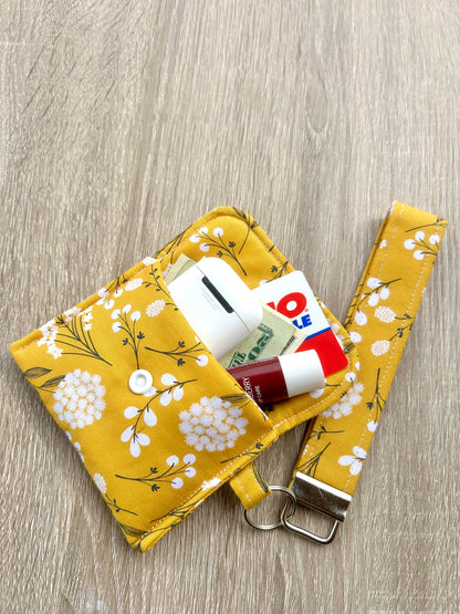 Mustard Floral Wristlet Wallet