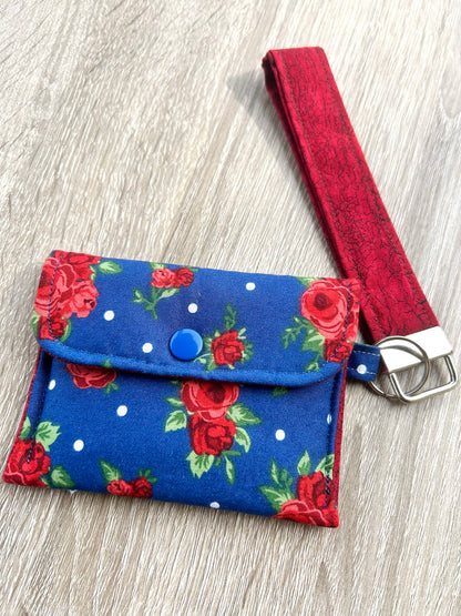 Roses on navy Wristlet Wallet