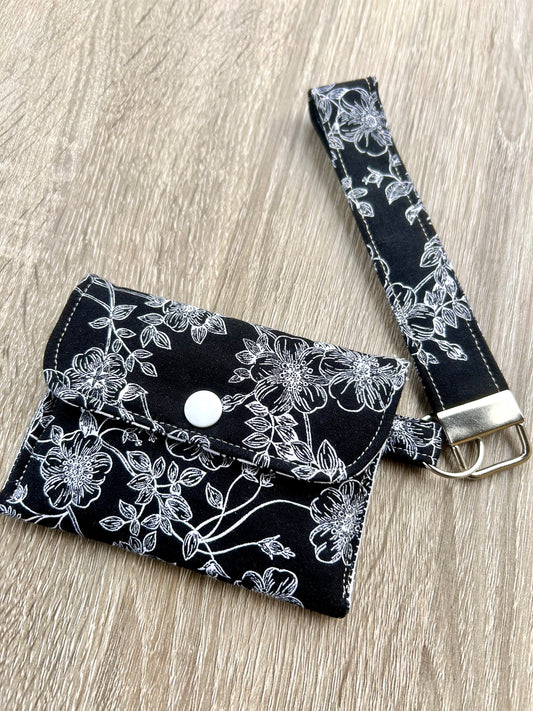 Black & White Floral Wristlet Wallet
