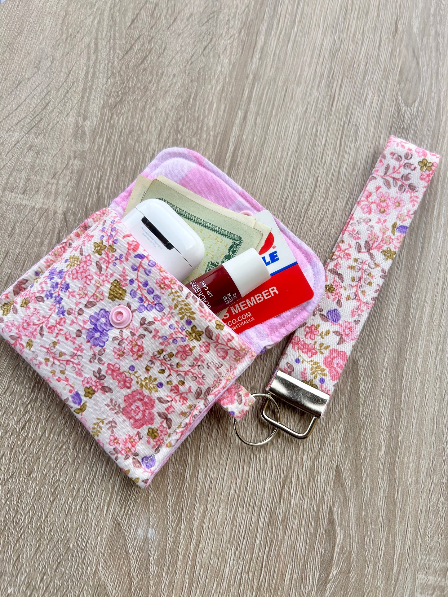 Pink Floral Wristlet Wallet