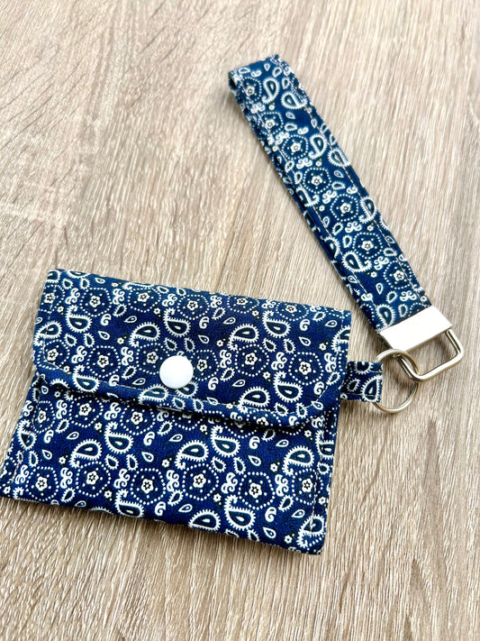Navy Paisley wristlet Wallet