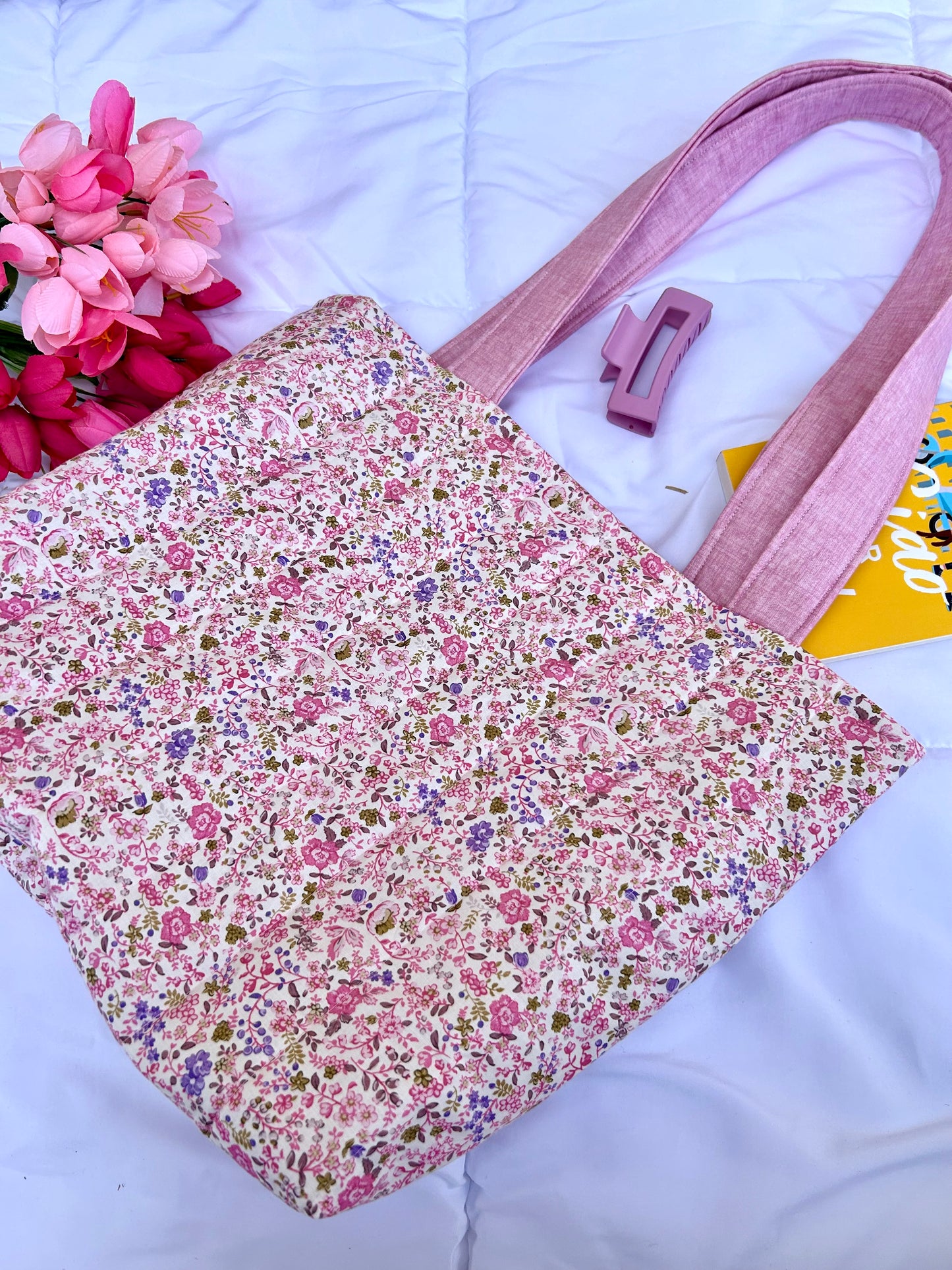 Pink Floral Tote Bag