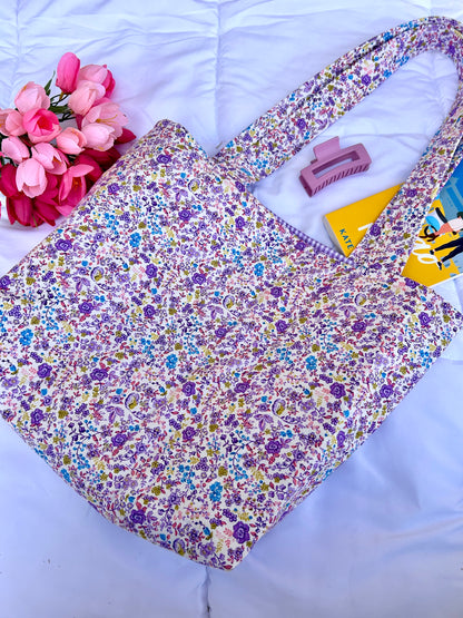 Purple Floral Tote Bag