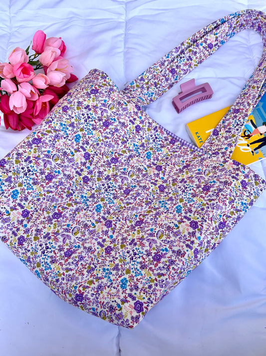 Purple Floral Tote Bag