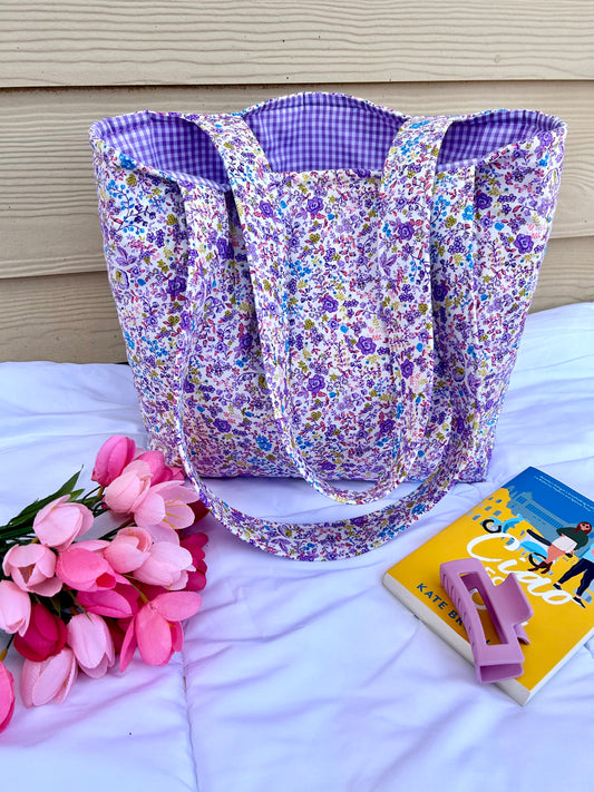 Purple Floral Tote Bag