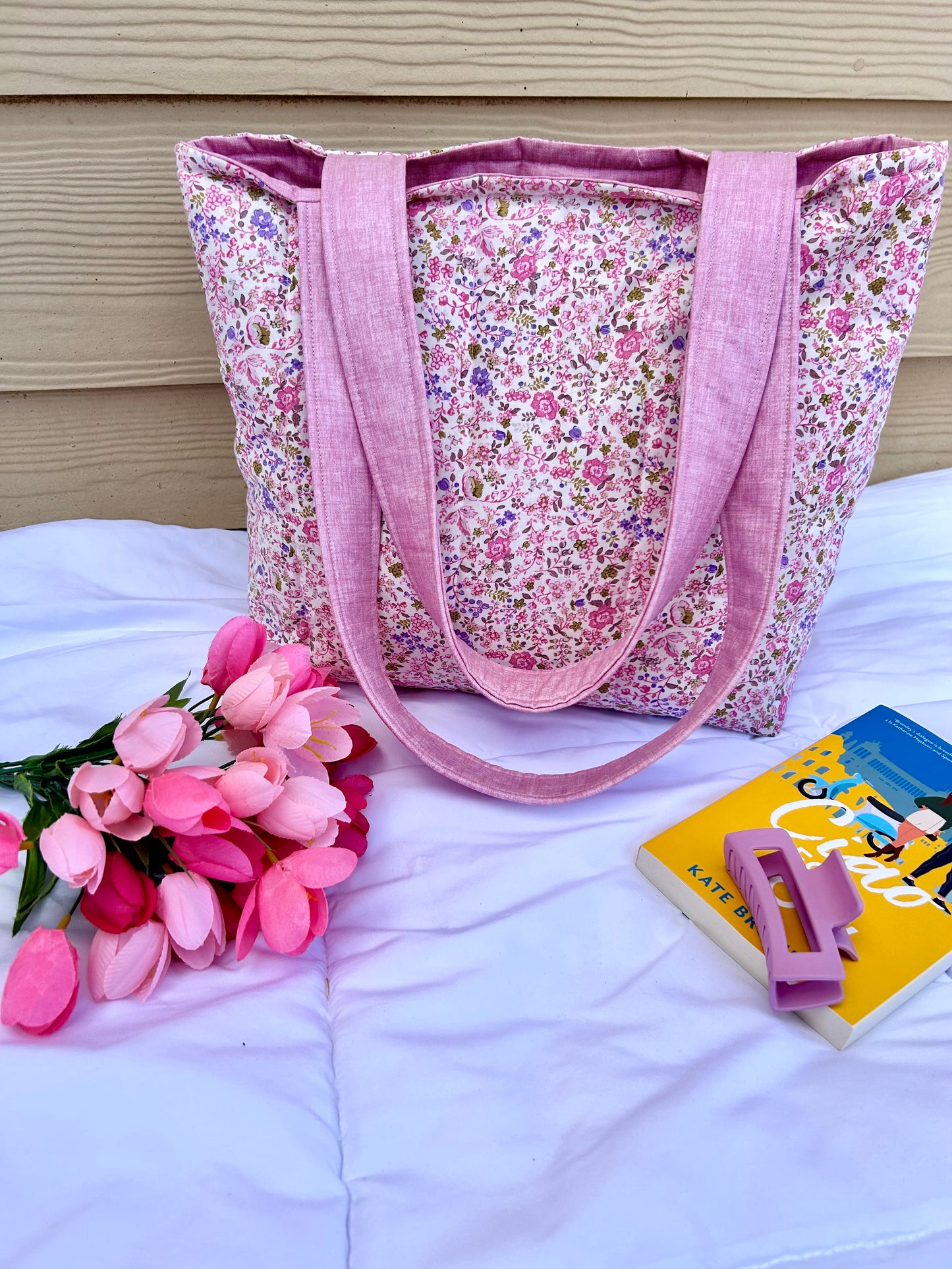 Pink Floral Tote Bag