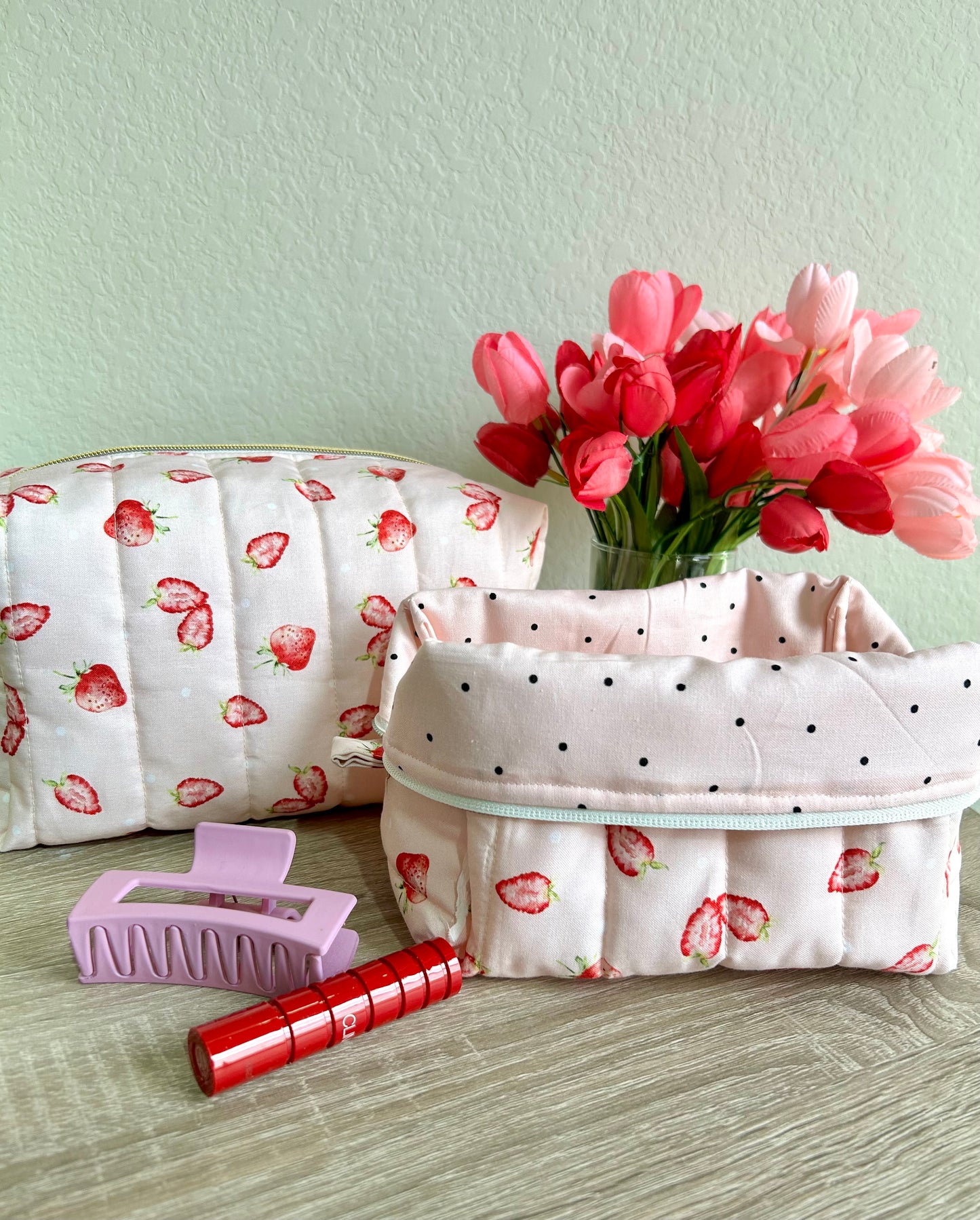 Strawberry Blush Makeup Bag