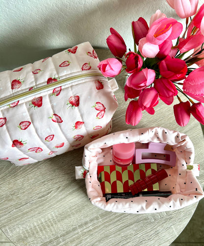 Strawberry Blush Makeup Bag