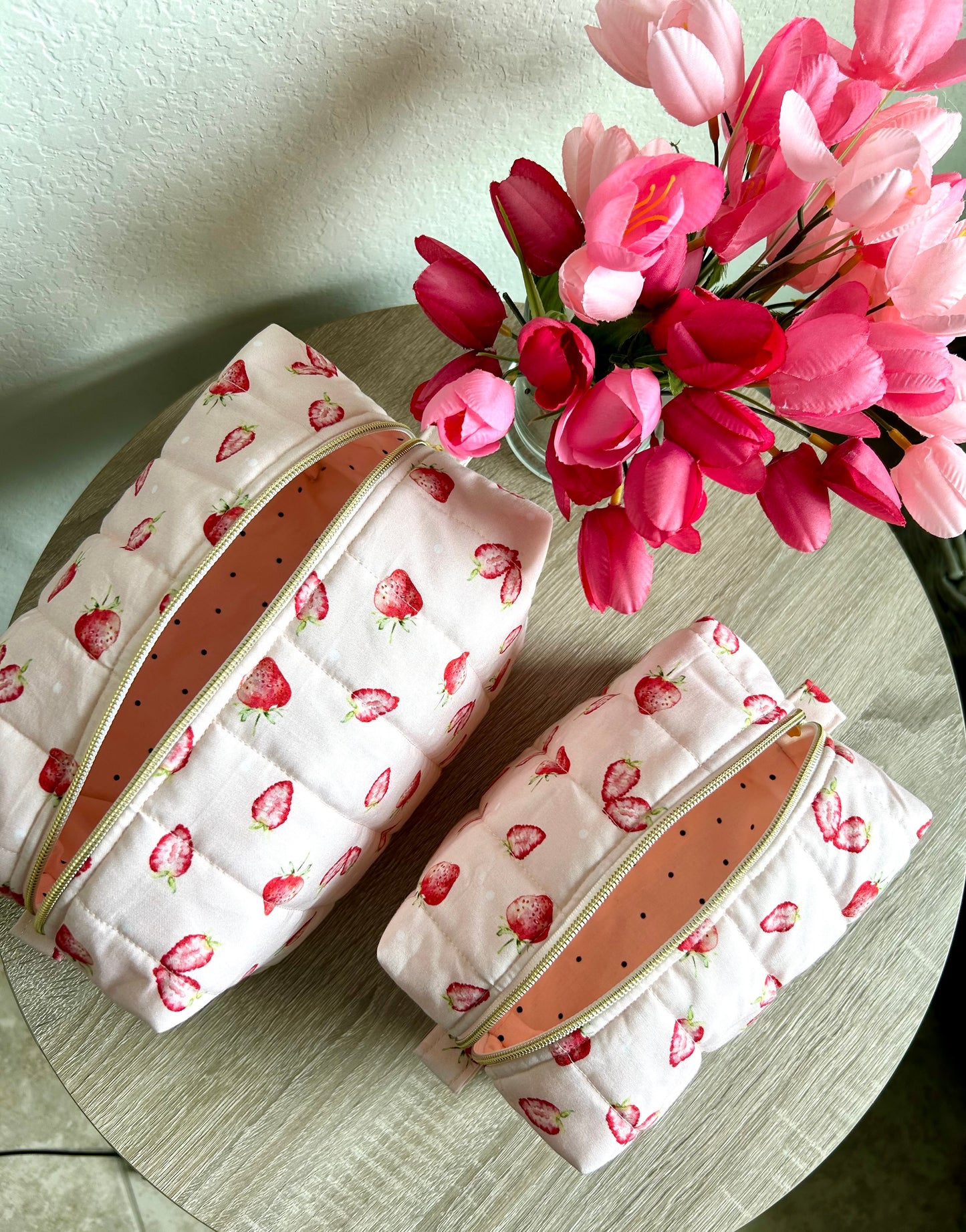 Strawberry Blush Makeup Bag