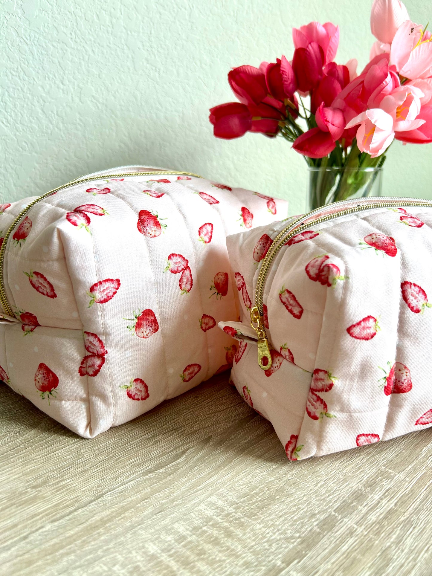 Strawberry Blush Makeup Bag