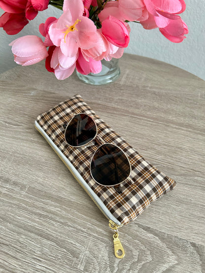 Brown Gingham Sunglasses Case