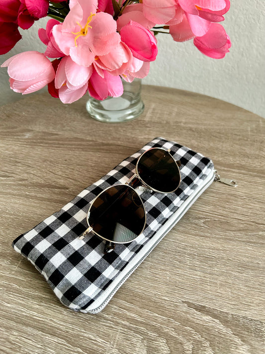 Black Gingham Sunglasses Case