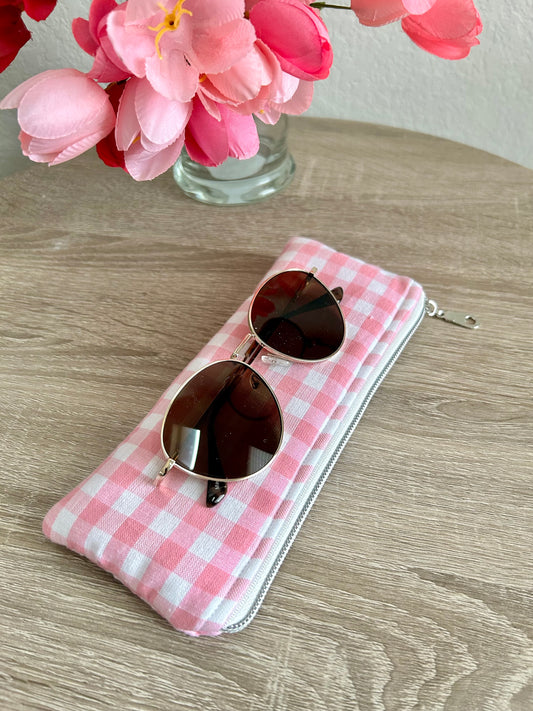 Pink Gingham Sunglasses Case