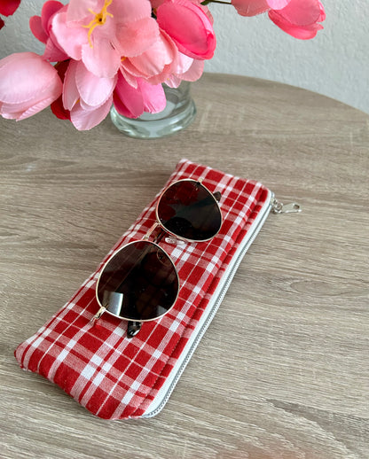 Red Gingham Sunglasses Case