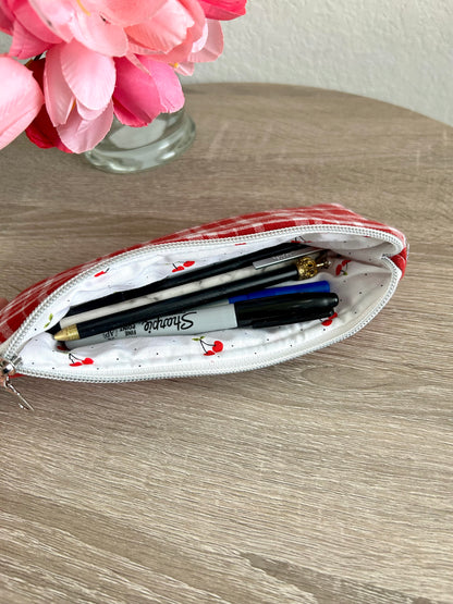 Red Gingham Sunglasses Case