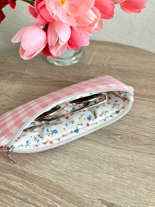 Pink Gingham Sunglasses Case