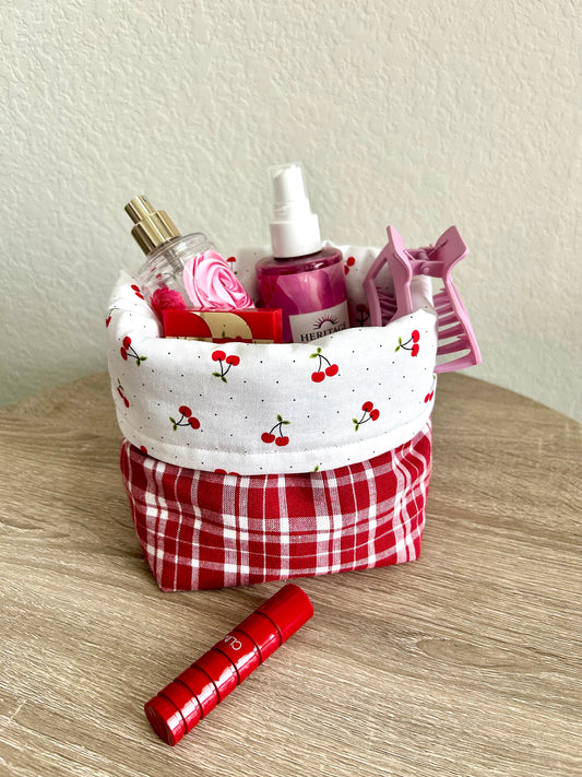 Red Gingham Vanity Bucket