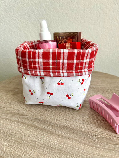 Red Gingham Vanity Bucket