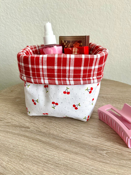 Red Gingham Vanity Bucket
