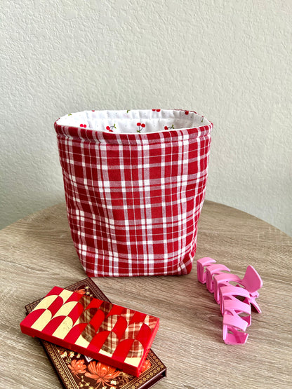 Red Gingham Vanity Bucket