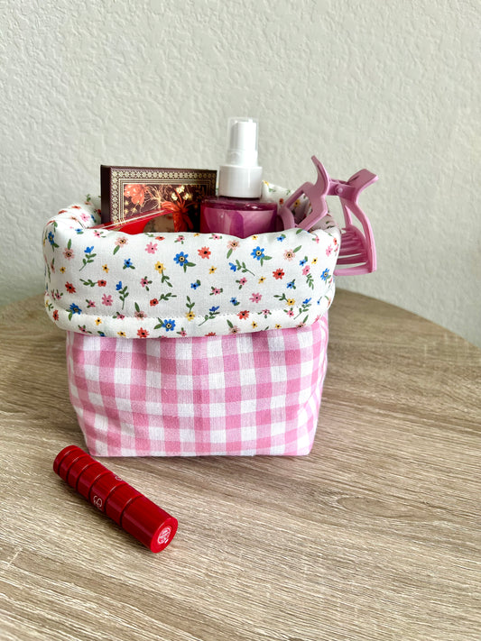 Pink Gingham Vanity Bucket