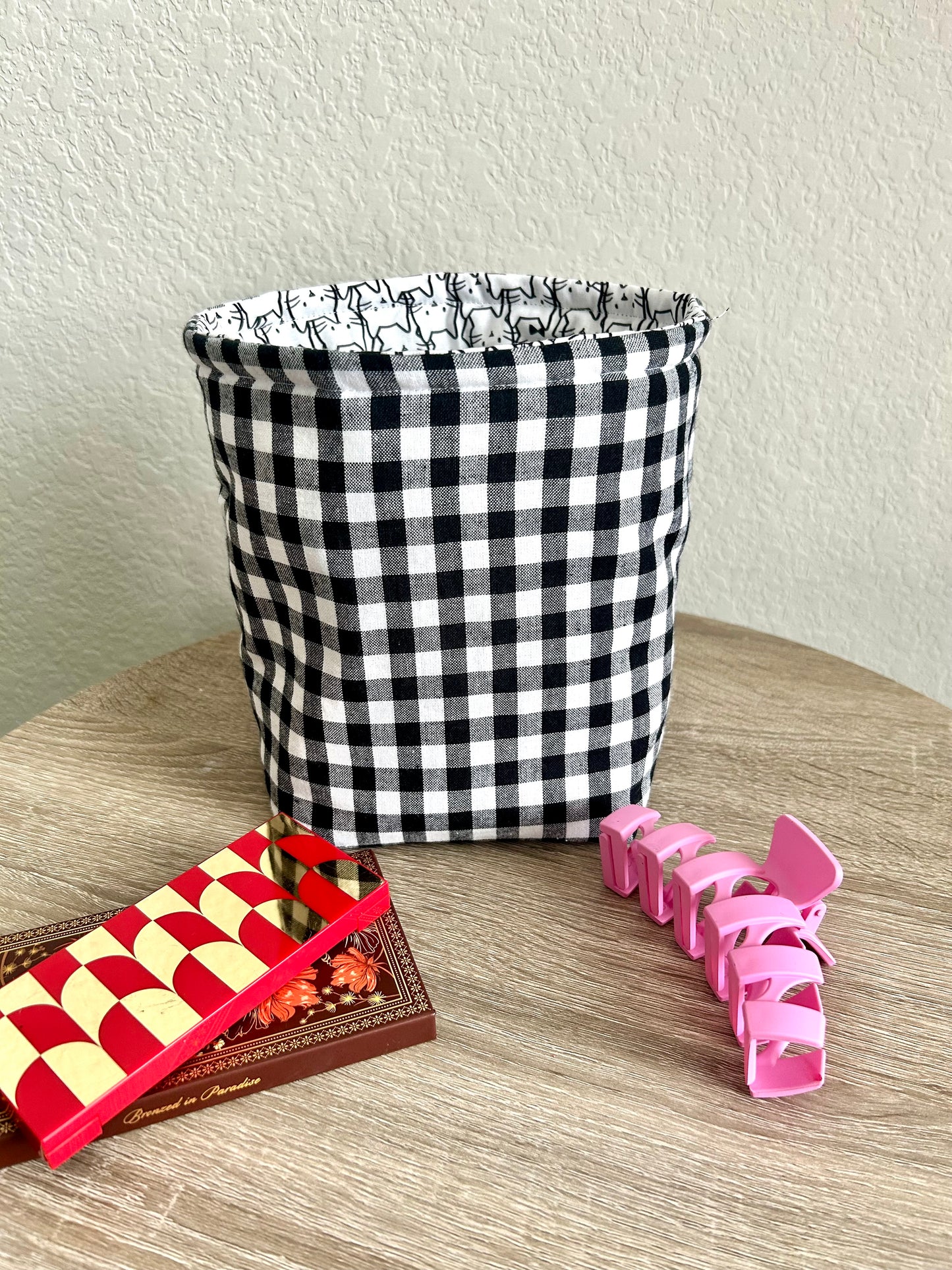 Black Gingham Vanity Bucket