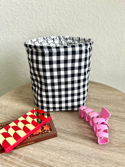 Black Gingham Vanity Bucket