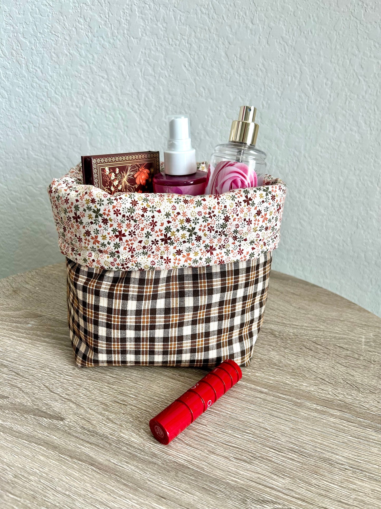 Brown Gingham Vanity Bucket