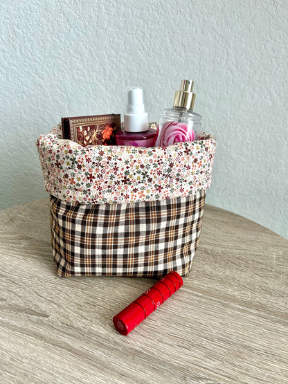 Brown Gingham Vanity Bucket