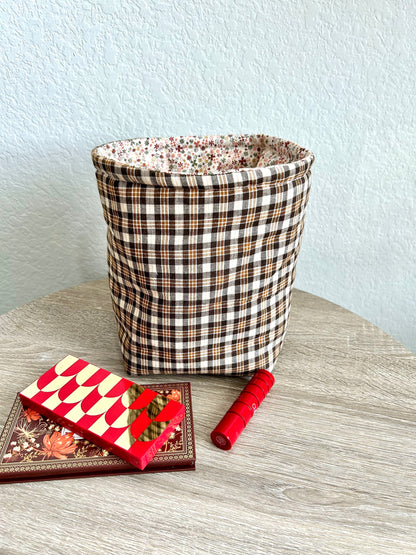 Brown Gingham Vanity Bucket