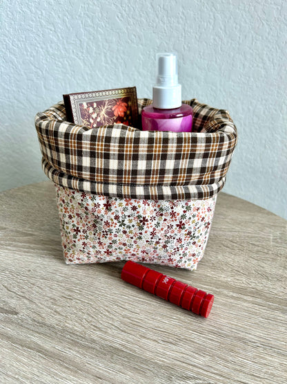 Brown Gingham Vanity Bucket