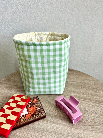 Green Gingham Vanity Bucket