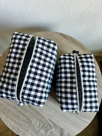 Black Gingham Makeup Bag