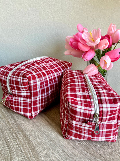 Red Gingham Makeup Bag