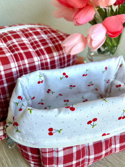 Red Gingham Makeup Bag