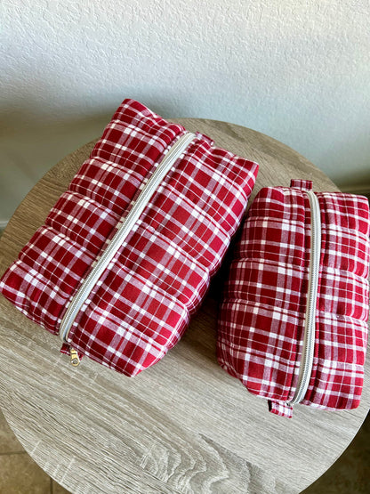 Red Gingham Makeup Bag