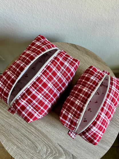 Red Gingham Makeup Bag