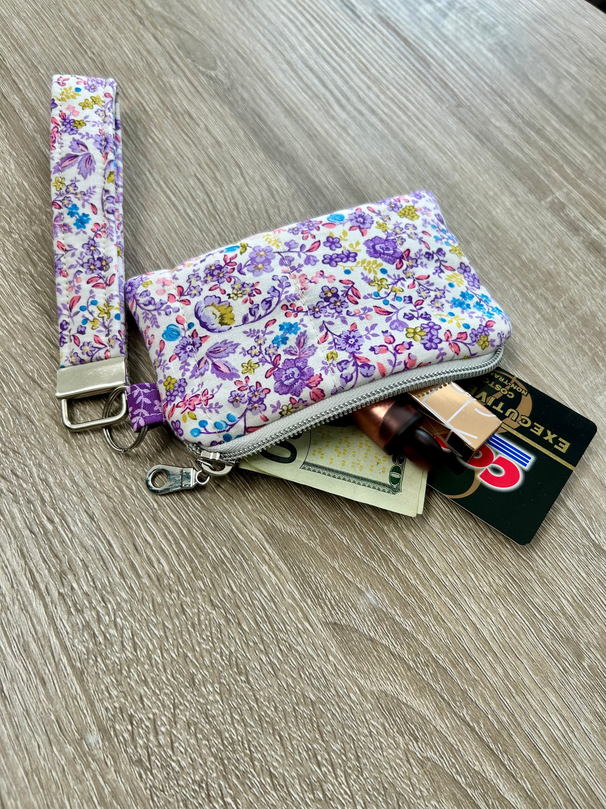 Purple Floral Wristlet Wallet